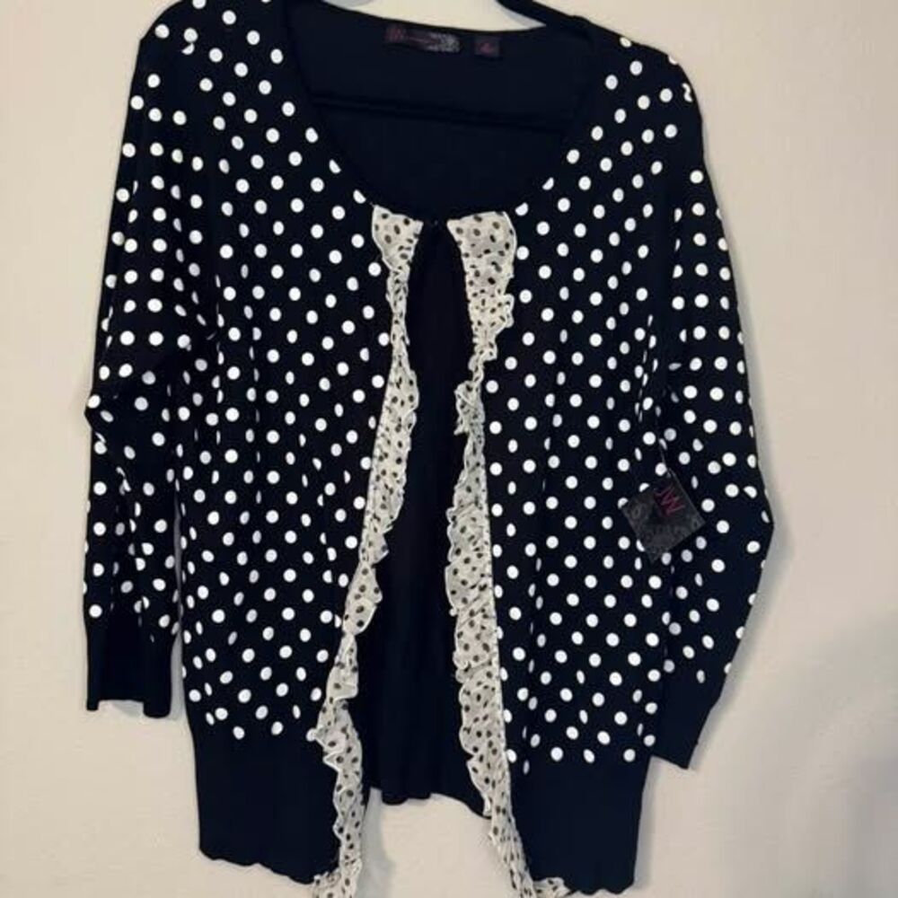 JW Polka Dot Ruffle Cardigan Size XL